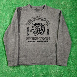 Triumph x Lucky Brand Sweatshirt Mens XL Gray Graphic Motorcycle Sweater Tiger
